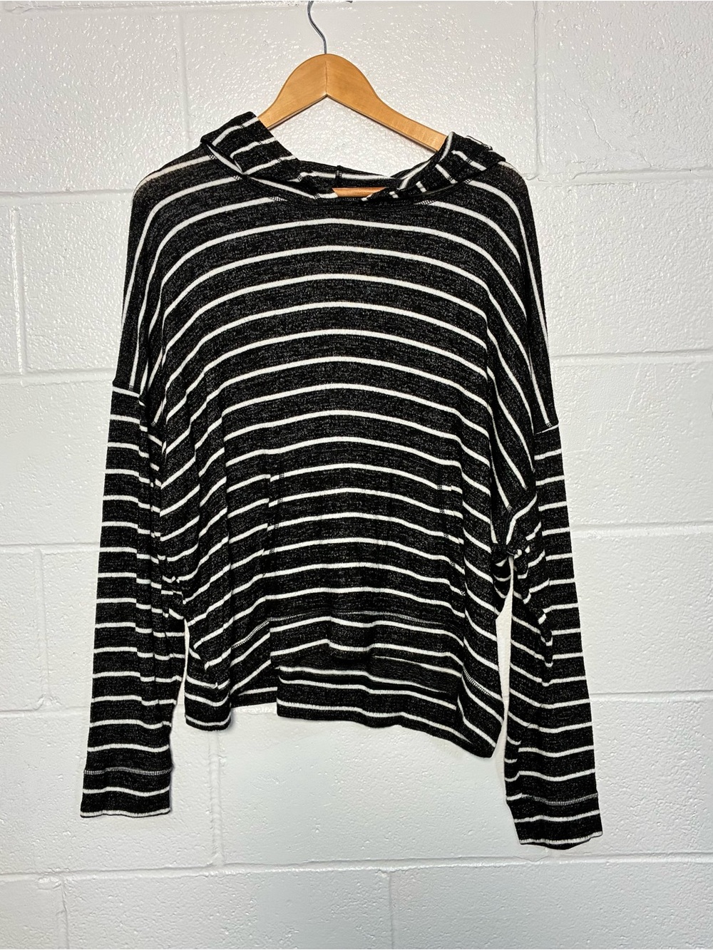 American Eagle soft & sexy plush viscose blend striped kangaroo pocket hoodie